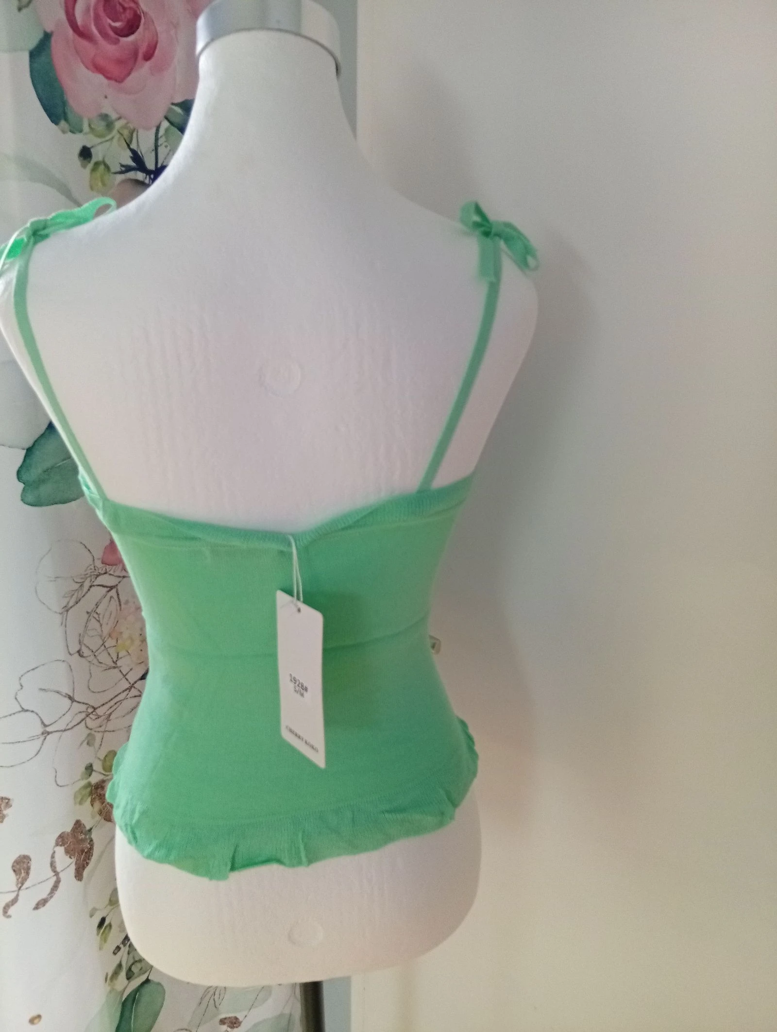 Top caraco acanalado con escote en corazón y tirantes ajustables 💯 viscosa talla 36/38 – photo 5